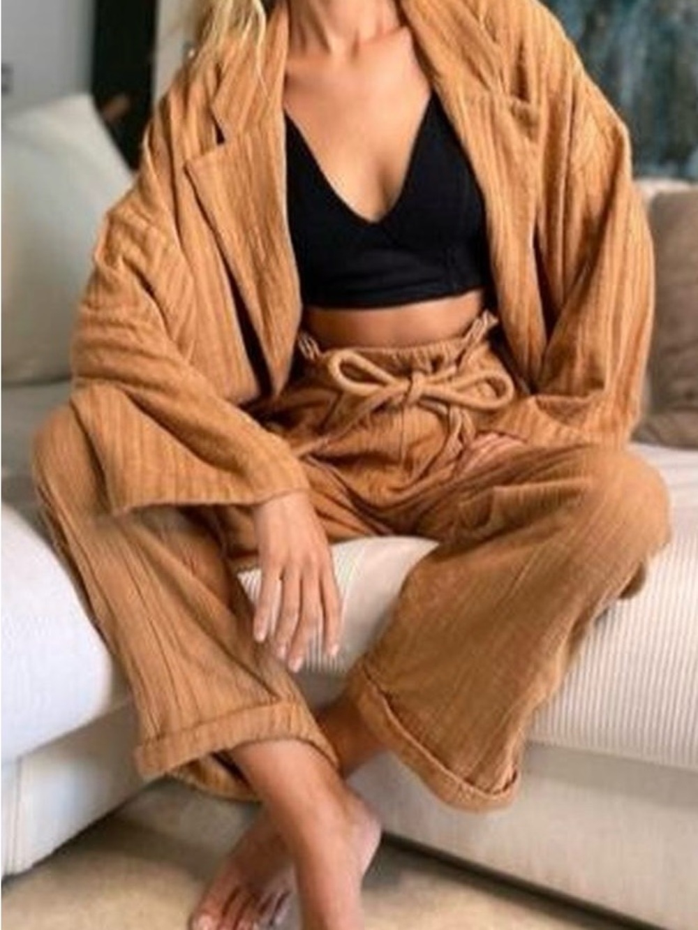 Free People Suit You Set Cotton Gauze Relaxed Fit - size Small